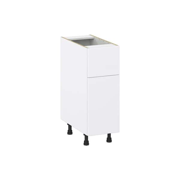 J COLLECTION Timberline 12 in. W x 24 in. D x 34.5 in. H Assembled Slab Base Kitchen Cabinet in Bright White with 10 in. Drawer