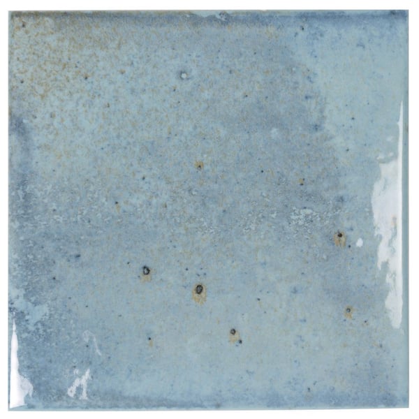 Zahara 6 in. x 6 in. Glossy Sky Blue Porcelain Zellige Square Tile Sample (0.25 sq ft)