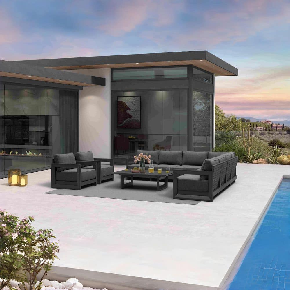 10 Pieces Patio Conversation Sets All Weather Outdoor Couch Sectional Set with Cushion Conversation Set Gray price history on PriceWatchPro