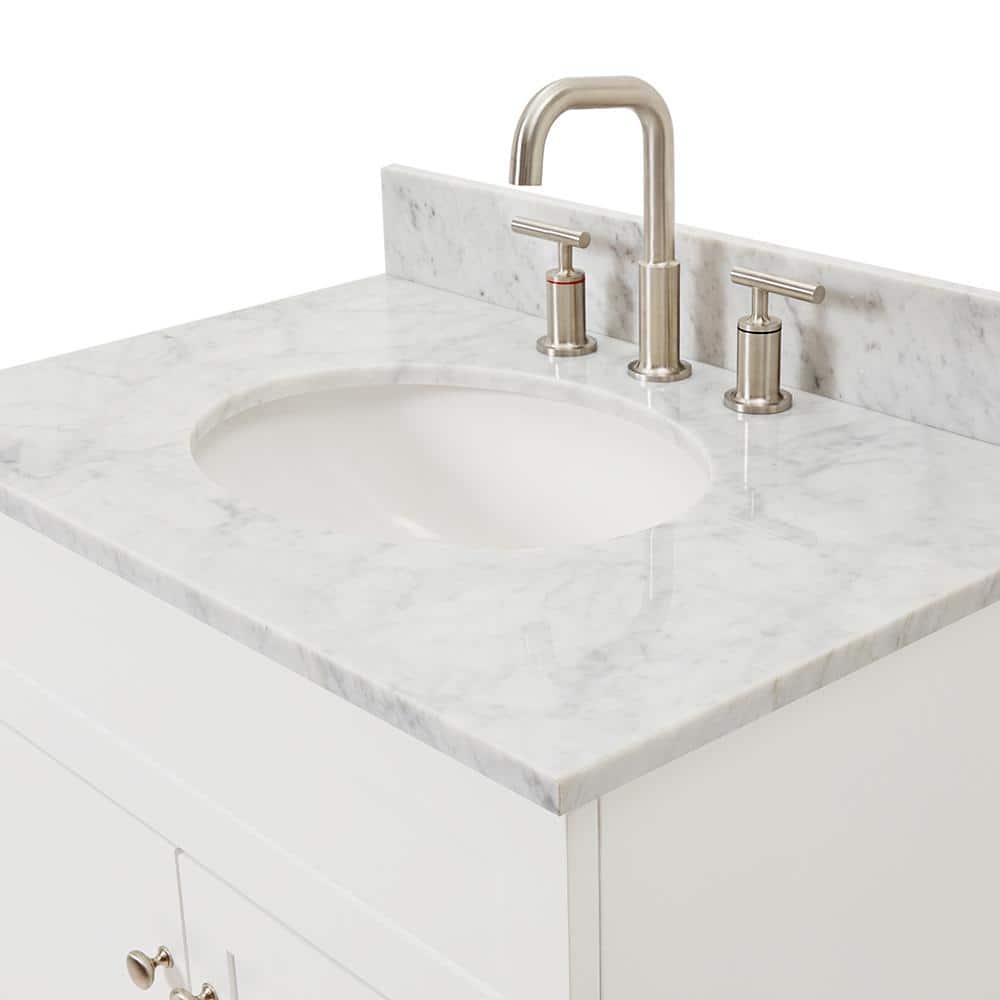 Hamlet 31" White Wood Vanity with Carrara Marble Top