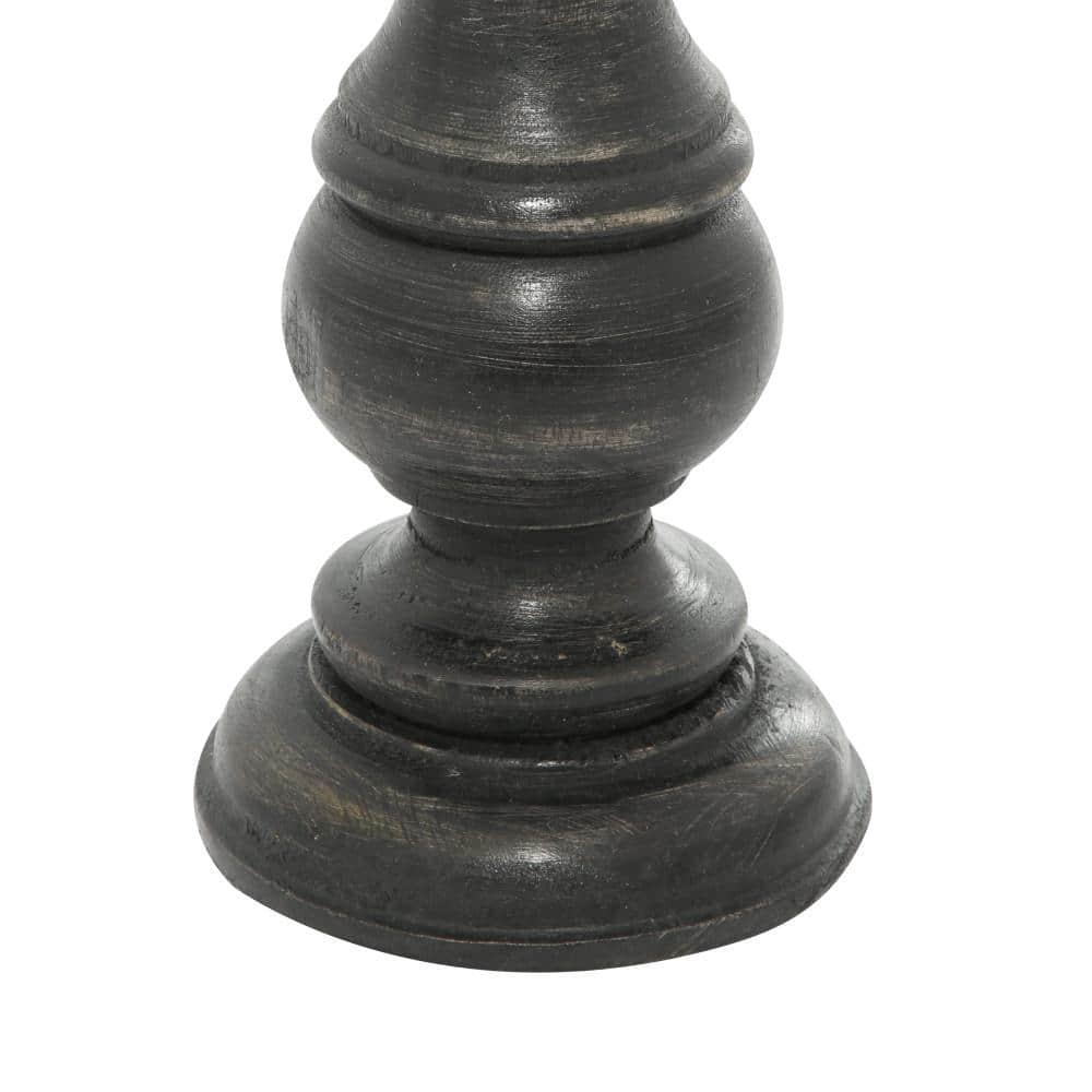Elegant Black Mango Wood Tabletop Candlestick Trio, 10"