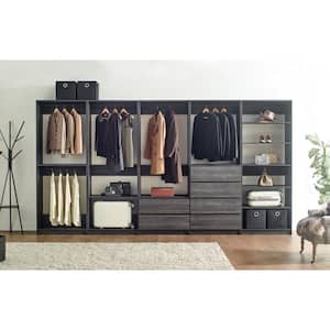 Prosper 160 in. W Oak Tower System Freestanding-Shelf Walk-in Wood Closet System