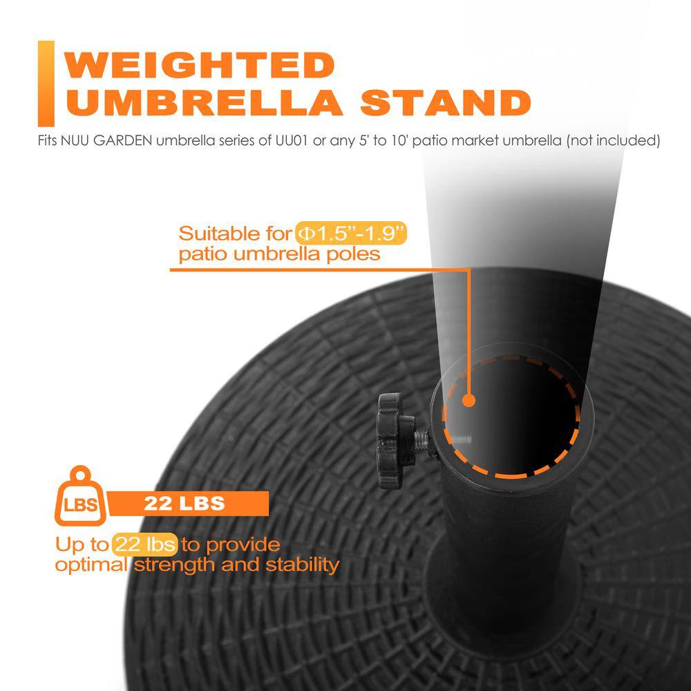 Black Heavy-Duty Round Concrete Patio Umbrella Base