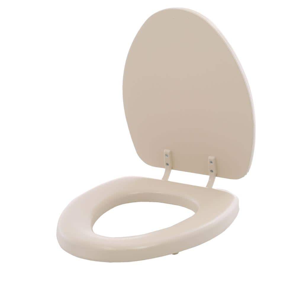 ELONGATED MAYFAIR Soft Toilet Seat Easily Remove Padded with Wood Core Bone, 