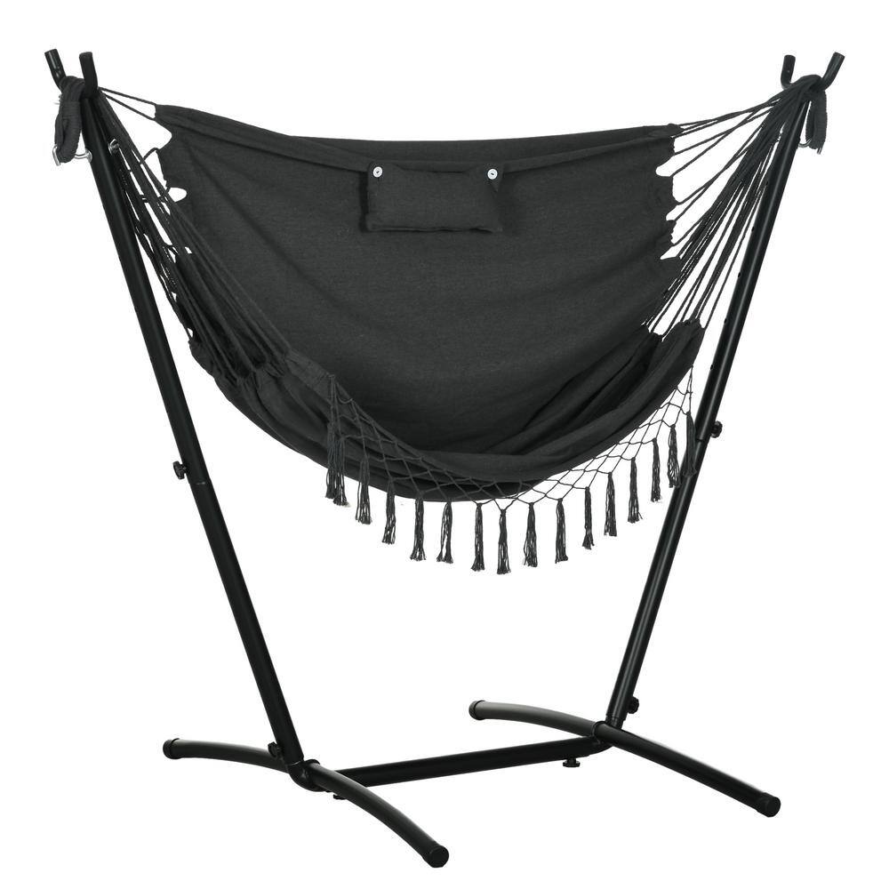 66.90 in. 1-Person Gray Metal Hammock Patio Swing Hanging Lounge Chair with Side Pocket price history on PriceWatchPro