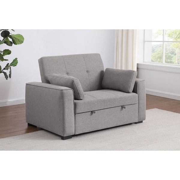 Edith 52 in. Grey Fabric Upholstered Convertible Sleeper Sofa Bed Twin Size