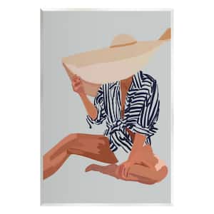 Woman Obscured By Sun Hat Summer Beach Portrait Design by Amelia Noyes Unframed People Art Print 15 in. x 10 in.