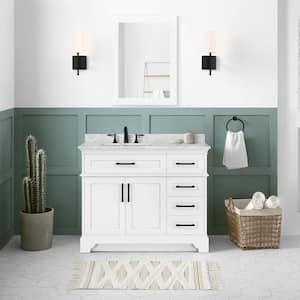 Cherrydale 42 in. W x 22 in. D x 34.50 in. H Bath Vanity in White with White Cultured Marble Top