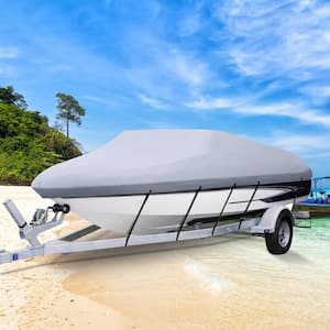 17 ft. to 19 ft. Waterproof Boat Cover Marine Grade Trailerable Boat Cover 600D for Heavy-Duty Mooring Boat