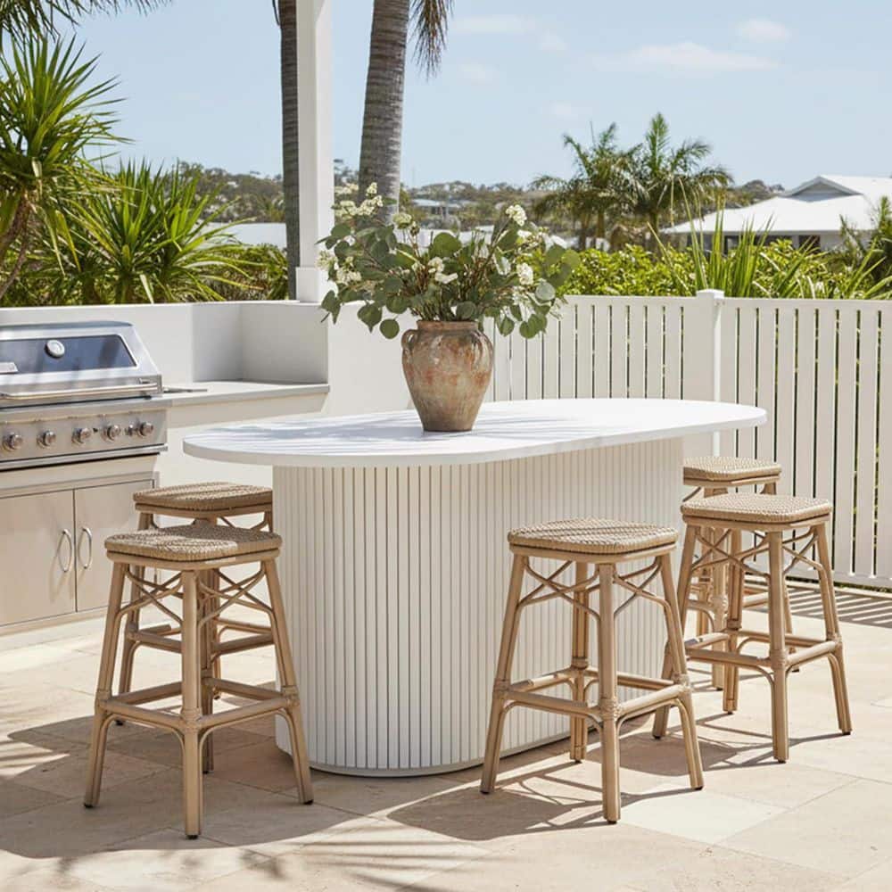 Bar Height Outdoor Bar Stool Aluminum Frame Backless Patio Modern Wicker Bar Stools, Champagne(2-Pack) price history on PriceWatchPro