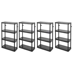 Black 4-Tier Fixed Height Ventilated Shelving Unit (4-Pack) (32 in. W x 54.5 in. H x 14 in. D)