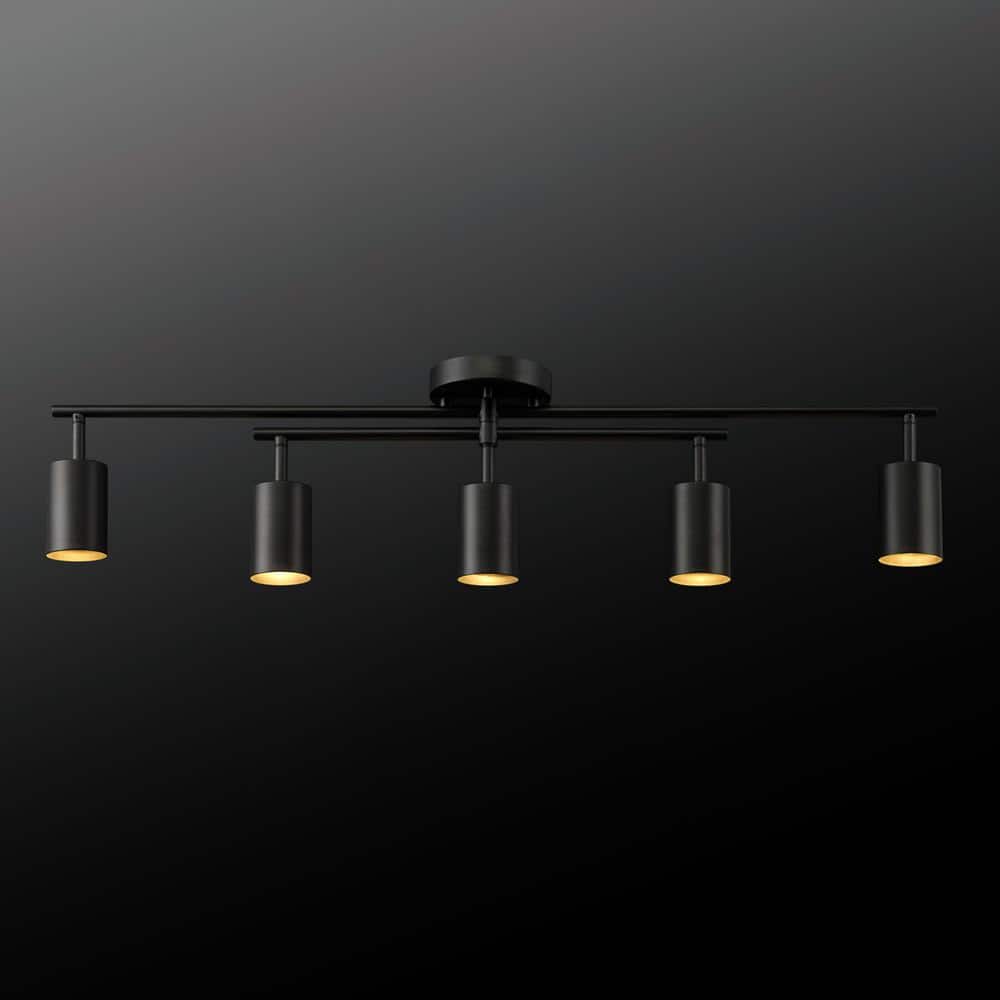 Matte Black 5-Light Swivel Track Ceiling Light