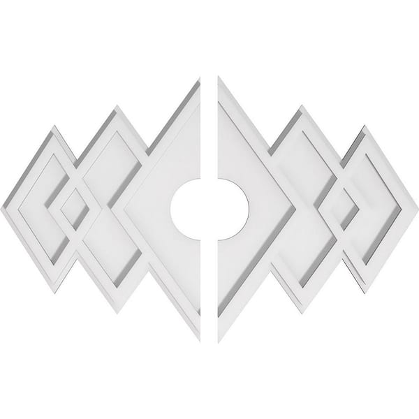Ekena Millwork 26 in. W x 17-3/8 in. H x 4 in. ID x 1 in. P Zoe Architectural Grade PVC Contemporary Ceiling Medallion (2-Piece)