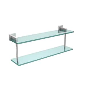 Montero 22 in. L x 8-1/4 in. H x 5-3/4 in. W 2-Tier Clear Glass Bathroom Shelf in Polished Chrome