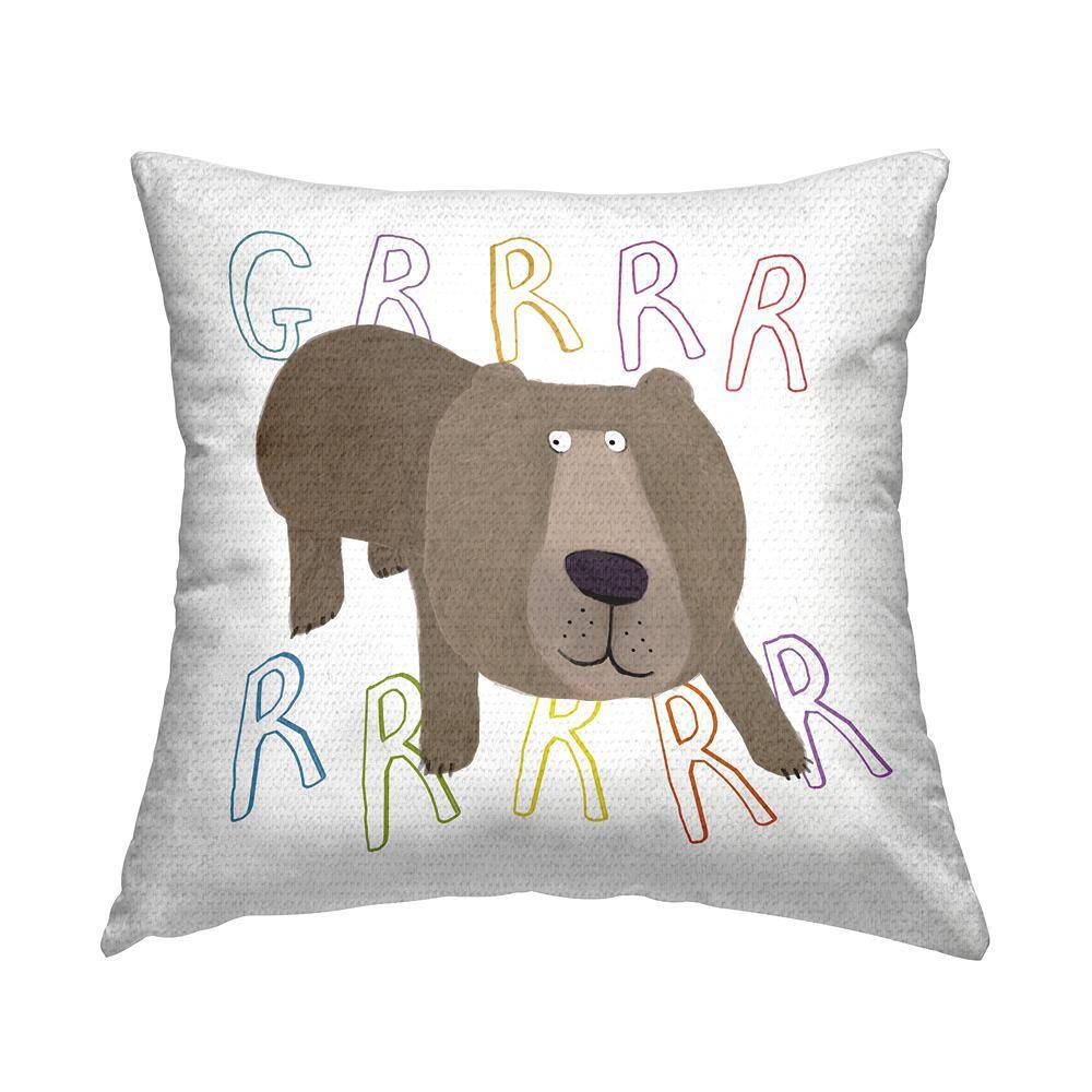 Grrrr Bear Roar Phrase Brown Square Outdoor Throw Pillow price history on PriceWatchPro