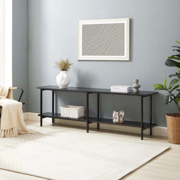 Manhattan Comfort Celine 71 in. Black Rectangle Composite Console Table with Shelf