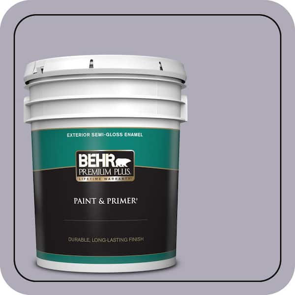 BEHR PREMIUM PLUS 5 gal. #ICC-98 Lilac Bloom Semi-Gloss Enamel Exterior Paint & Primer