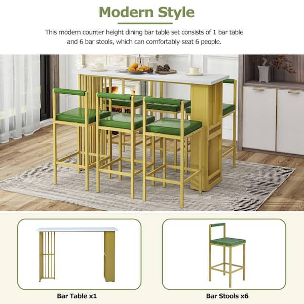 Clihome 7-Piece Multi-Functional Modern Counter Height MDF Top
