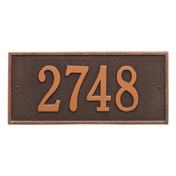 Whitehall Products Hartford Rectangular Antique Copper Standard Wall 1-Line Address Plaque