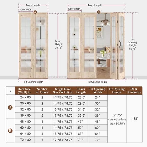 easelife 48 in. x 80 in. 3/4 Lite Frosted Glass Preassembled Solid