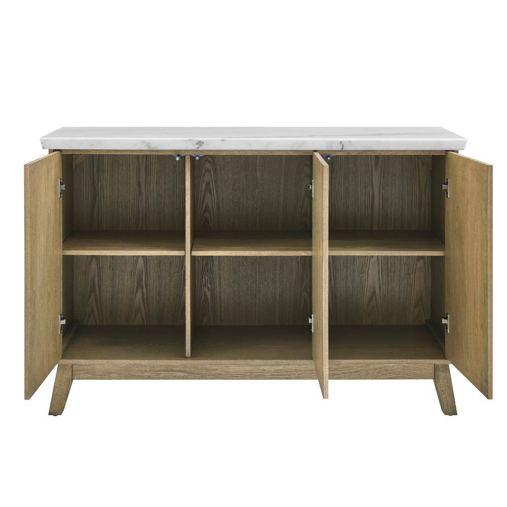 Vida Blonde Chevron Sideboard with Genuine Marble Top