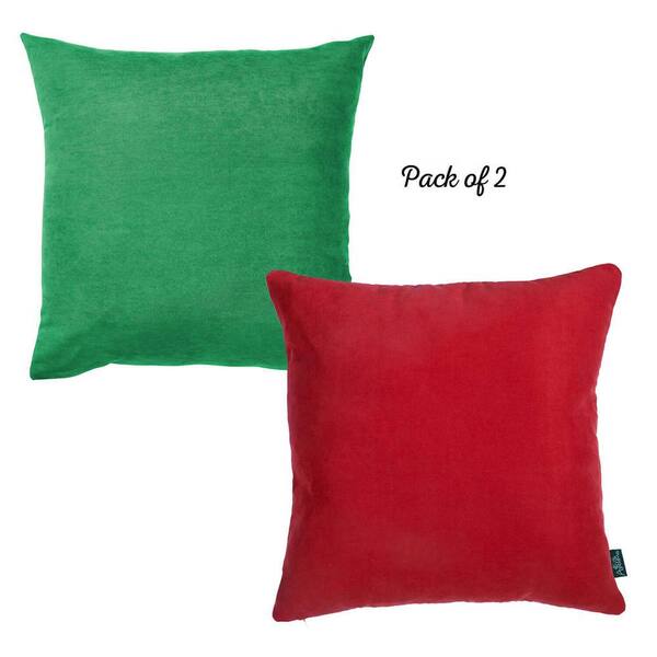 BRIELLE HOME Soft Velvet Square Red 18 in. x 18 in. Throw Pillow  807000269822 - The Home Depot