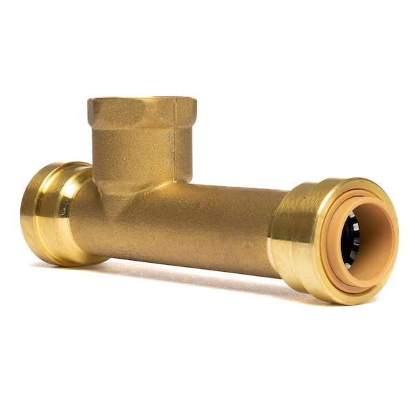 QUICKFITTING 1/2 in. Push-to-Connect x Push-to-Connect x FNPT (Female Thread) Brass Slip Tee Fitting
