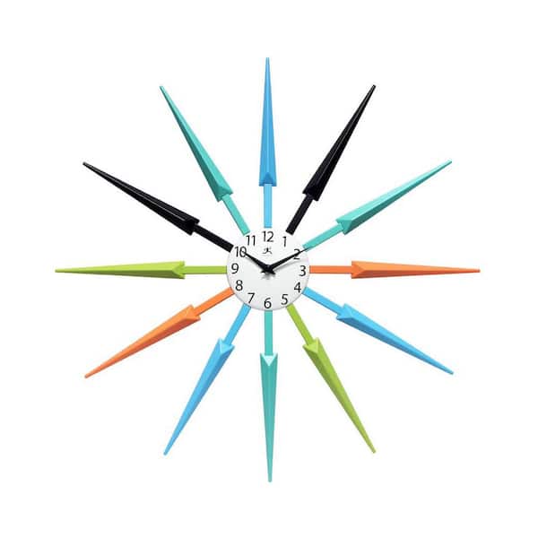 Infinity Instruments Mid Century Modern 24 in.Multicolor Wall Clock