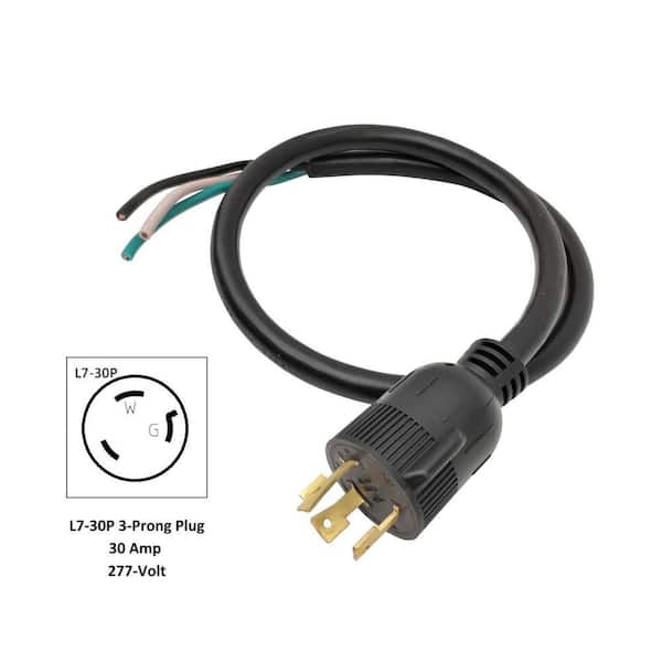 parkworld 3.45 ft. 10/3 30 Amp, Black 277-Volt Twist Lock 3-Prong