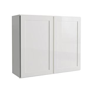 Courtland Shaker Assembled 36 in. x 30 in. x 12 in. Stock Wall Kitchen Cabinet in Polar White Finish