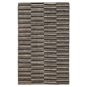 Black 5 ft. x 8 ft. Rectangle Striped Jute, Cotton Area Rug