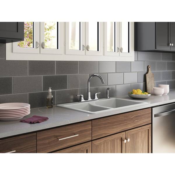 Rubicon 2-Handle Standard Kitchen Faucet with Sidespray in Polished Chrome