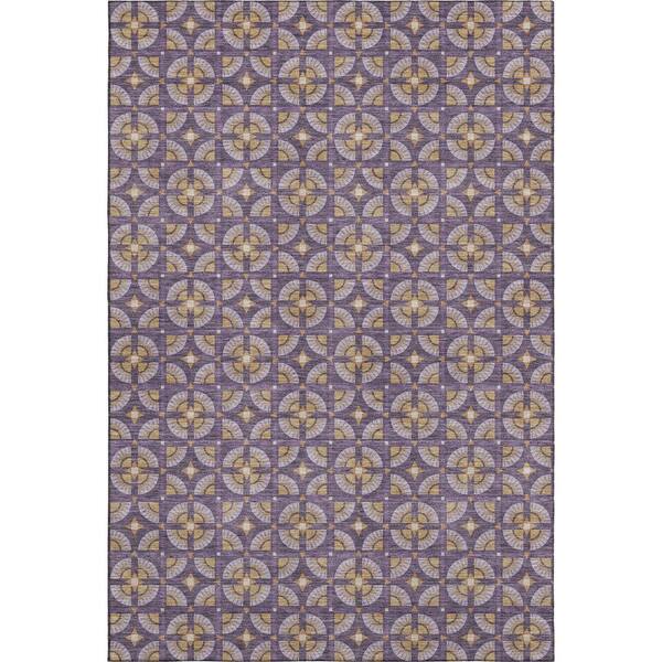 Mayfield Premium Machine Washable Abstract AMF2552 Purple 10 ft. x 14 ft. Area Rug