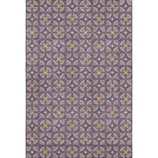 Mayfield Premium Machine Washable Abstract AMF2552 Purple 8 ft. x 10 ft. Area Rug
