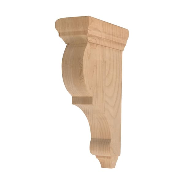 American Pro Decor 3 in. x 12 in. x 6-1/2 in. Unfinish North American Alder Wood Traditional Plain Corbel