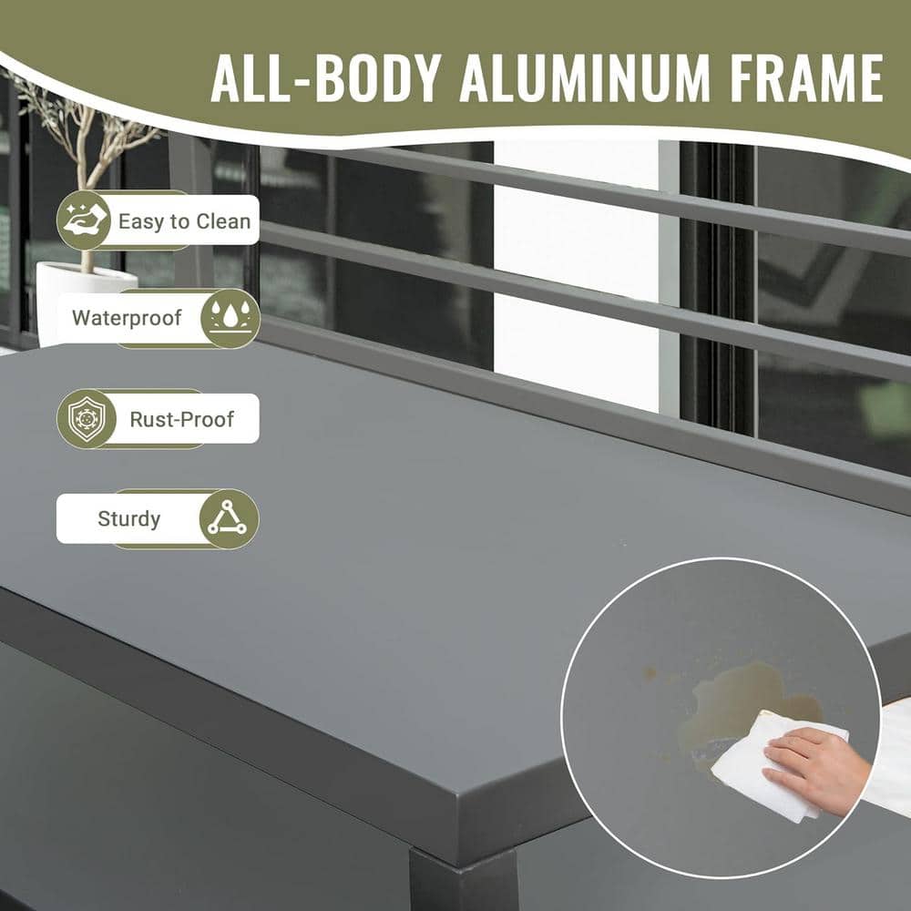 Gray Aluminum Outdoor Kitchen Island with Double Storage Racks