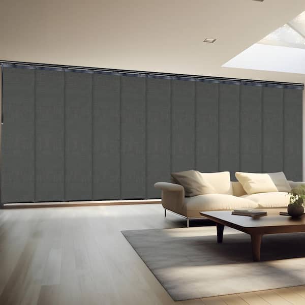 EMOH Nobel Gray 140 in. x 260 in. W x 94 in. L Adjustable 12-Panel, Black Double Rail Panel Track with 23.5 in. Slates