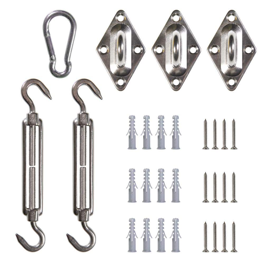 Stainless Steel 6 Inch Triangle Sun Shade Sail Hardware Kit