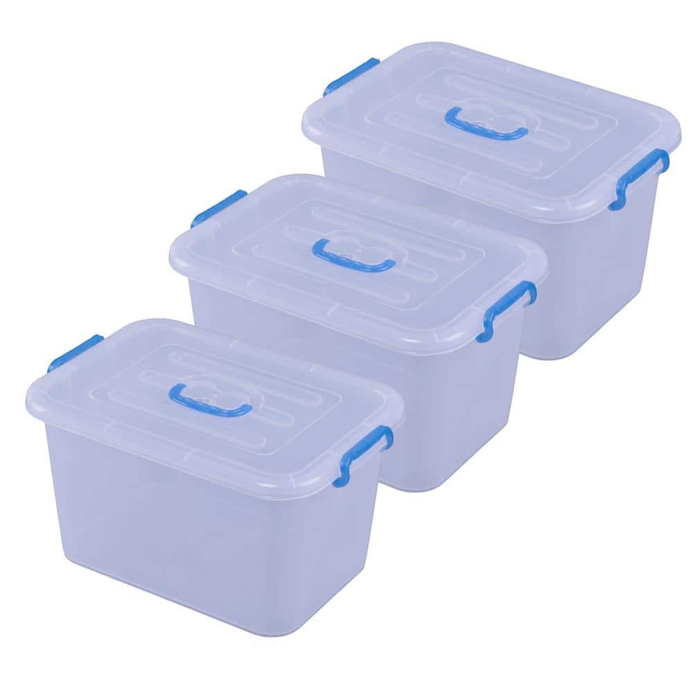 Stackable storage bin with hinged lid, 38L, Plastic File Cabinet:  Streamlined Office Storage