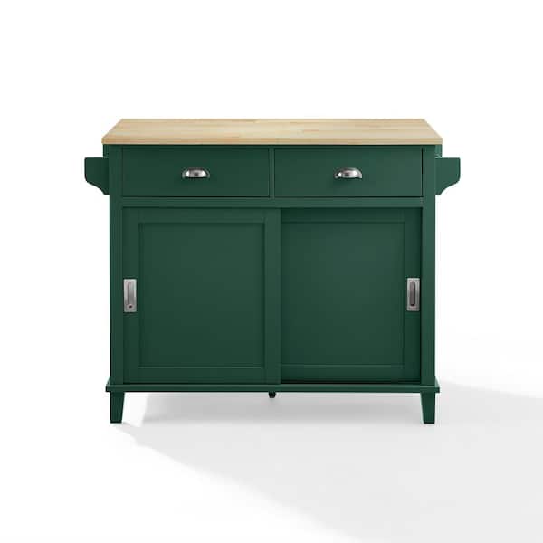 CROSLEY FURNITURE Cora Emerald Green Kitchen Island with Drop Leaf