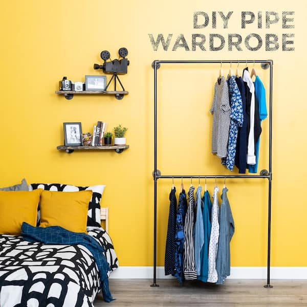Pipe Decor Wall Mounted Double Hung Clothing Rack