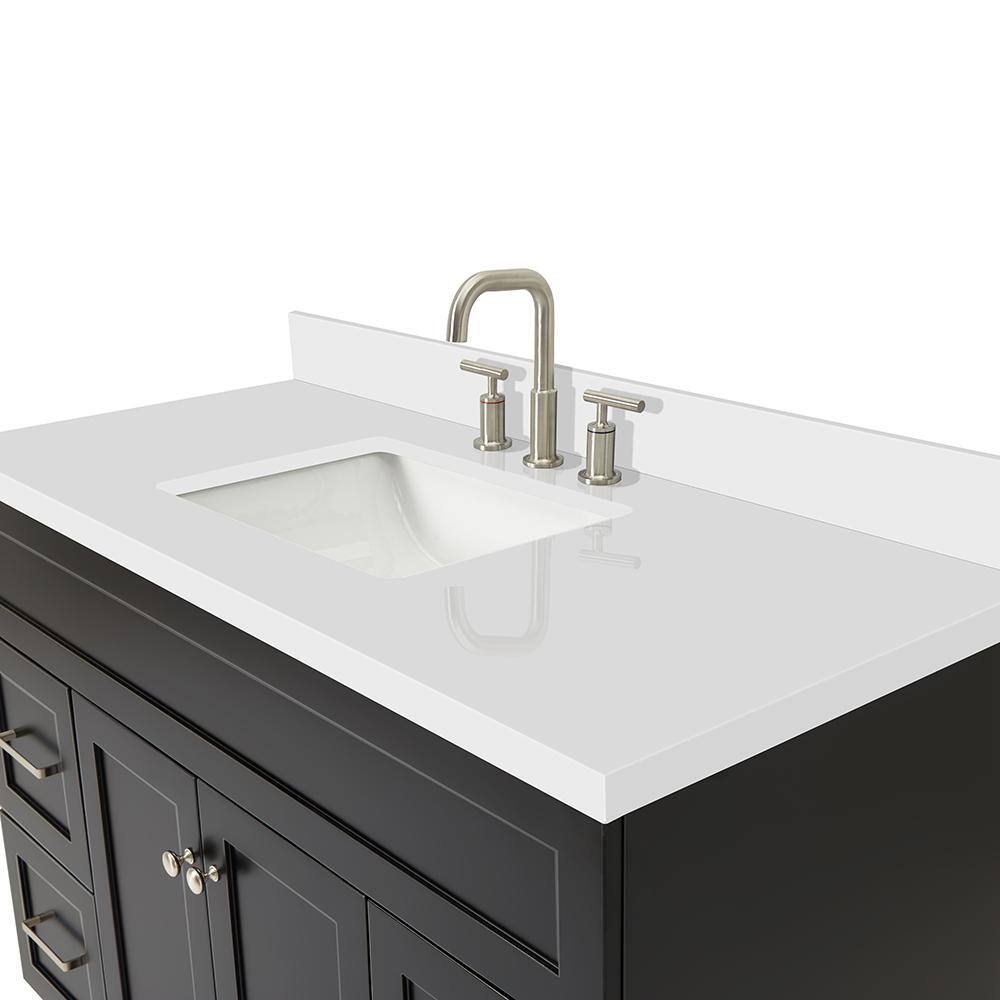 Hamlet 49" Black Wood Vanity with White Quartz Top