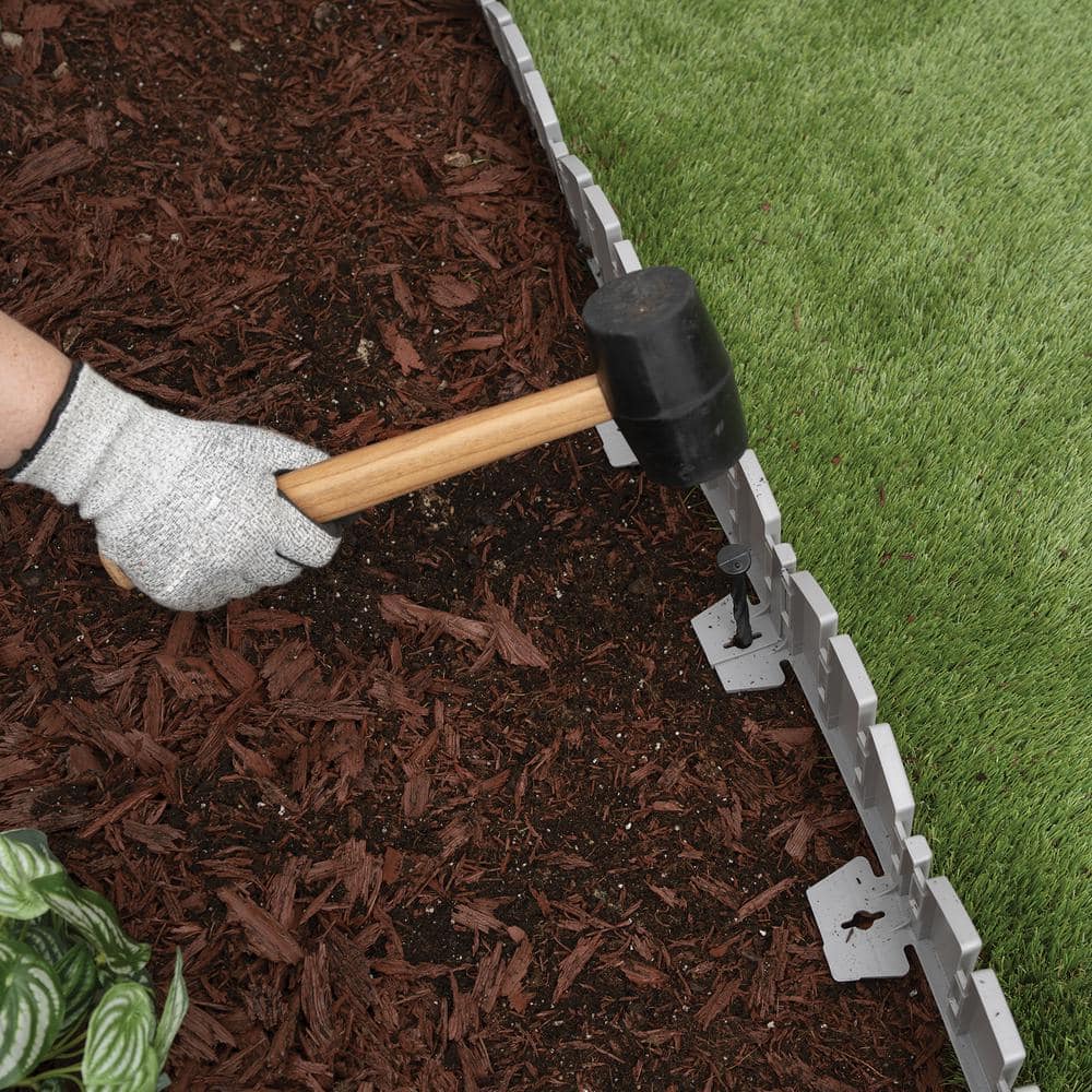 Gray 60 ft. No-Dig Plastic Adirondack Landscape Edging Kit