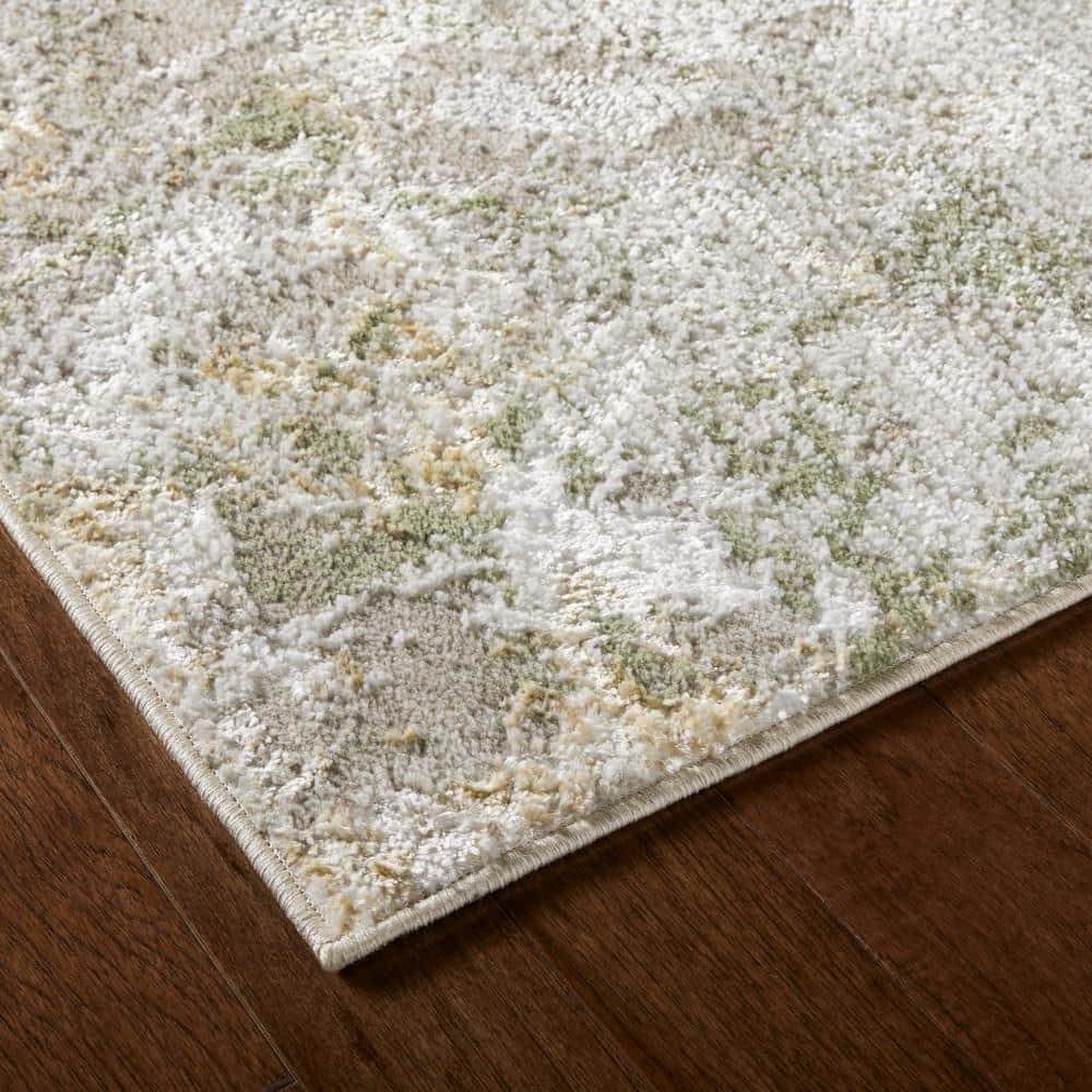 Sage Green Marble Metallic High-Low Area Rug 5'2" x 7'2"