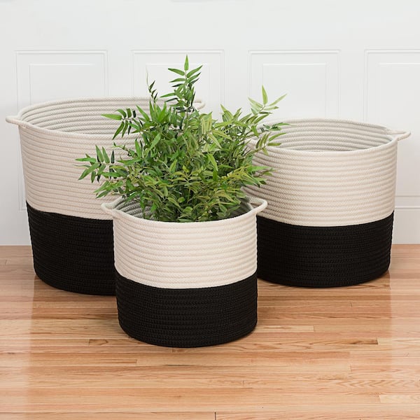 Colonial Mills Craftworks 18 in. x 18 in. x 17 in. Black Round Polypropylene Braided Basket