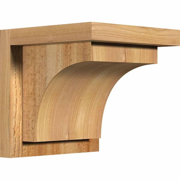 Ekena Millwork 8 in. x 8 in. x 8 in. Western Red Cedar Huntington Rough Sawn Corbel with Backplate
