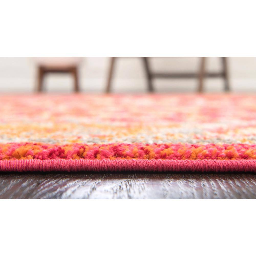 Rust Red Floral Square Stain-Resistant Synthetic Rug