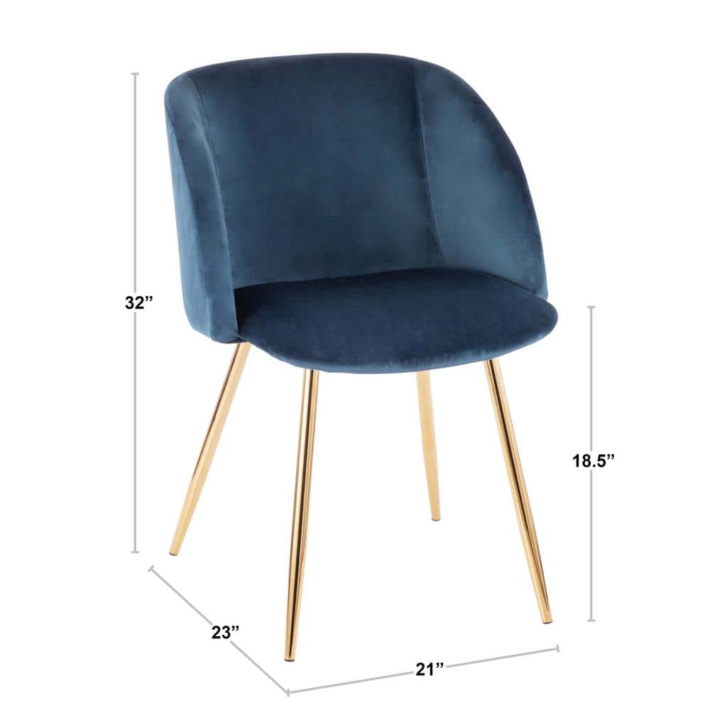 Mid-Century Blue Velvet Upholstered Arm Chair with Metal Legs