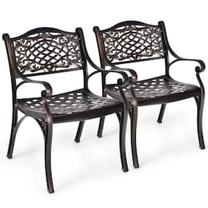 Outdoor Dining Chairs Cast Aluminum Patio Bistro Chairs Armchairs (Set of 2)