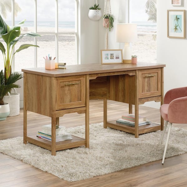 Arches Writing Desk with Storage Cabinets Natural - Threshold™